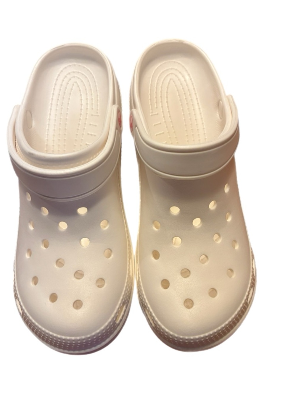 Women’s White Platform Clog Heels with Back Strap - Picture 4 of 5